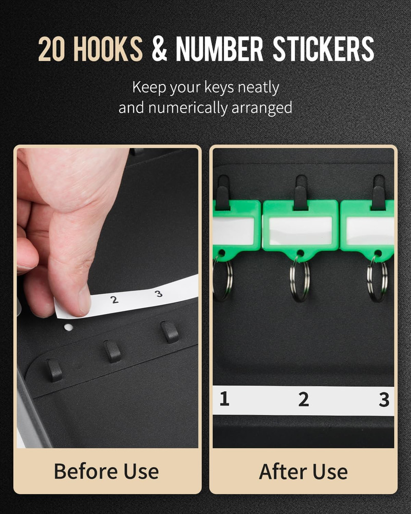 20 Position Key Cabinet with Combination Lock Resettable Black Digital Security