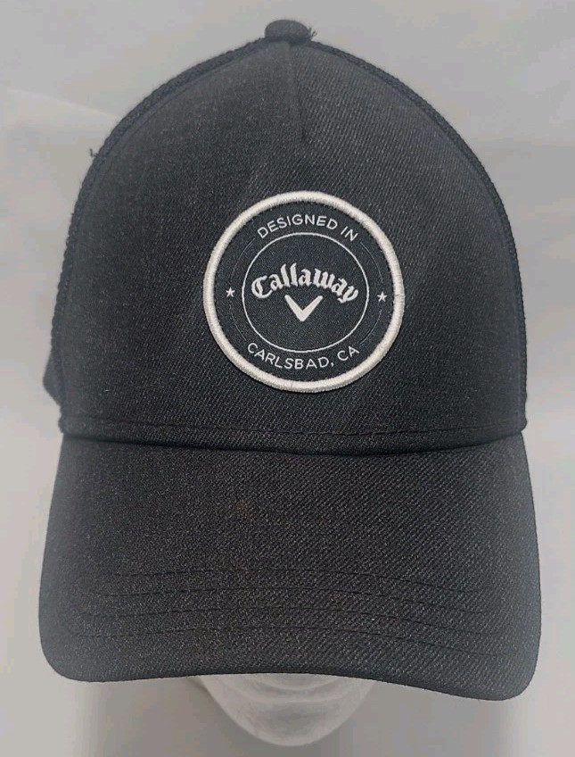 Callaway Golf "Designed in Carlsbad CA" Black Adjustable Snapback Hat Cap Used