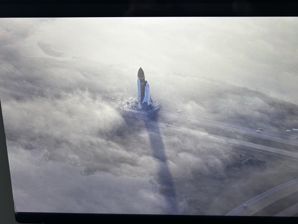 1982 NASA KSC Space Shuttle Orbiter Clouds Fog Crawler Presentation Transparency
