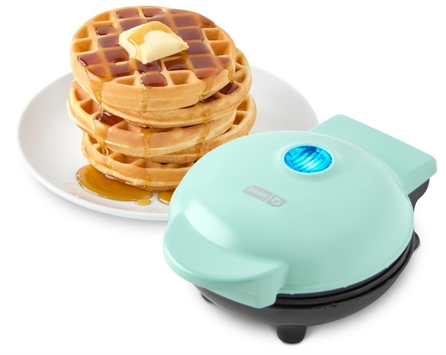 Dash Mini Waffle Maker Compact Nonstick Electric Iron Aqua Easy Clean