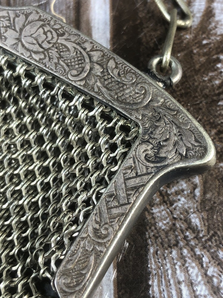 German Silver Mesh Purse Vintage Flapper