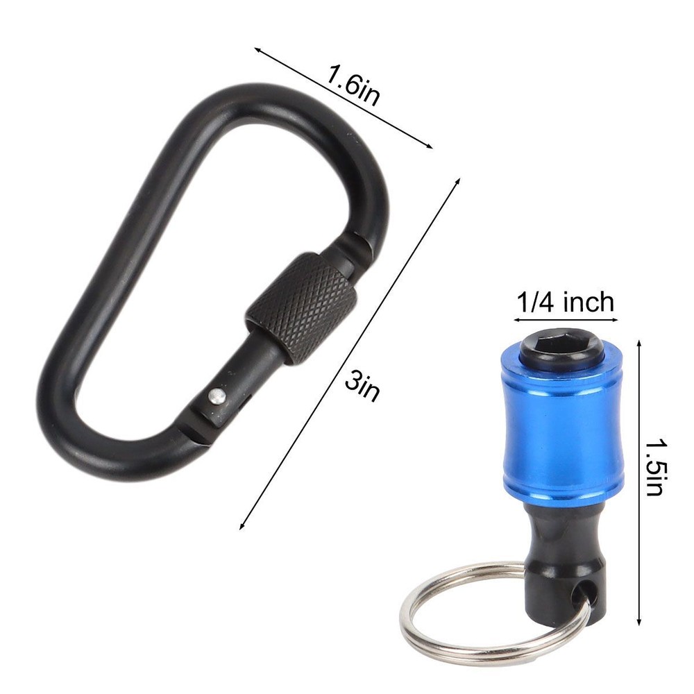 6Pcs Hex Bit Keyring Holder Socket Key Tool Screwdriver 1/4 Impact Driver Gun US