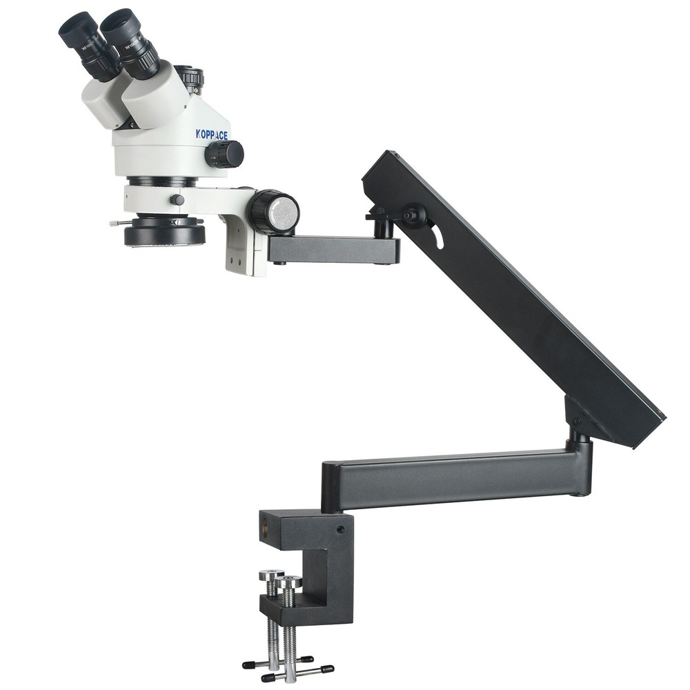 KOPPACE 3.5X-90X Trinocular Stereo Microscope Desktop Clip-on Rocker Bracket