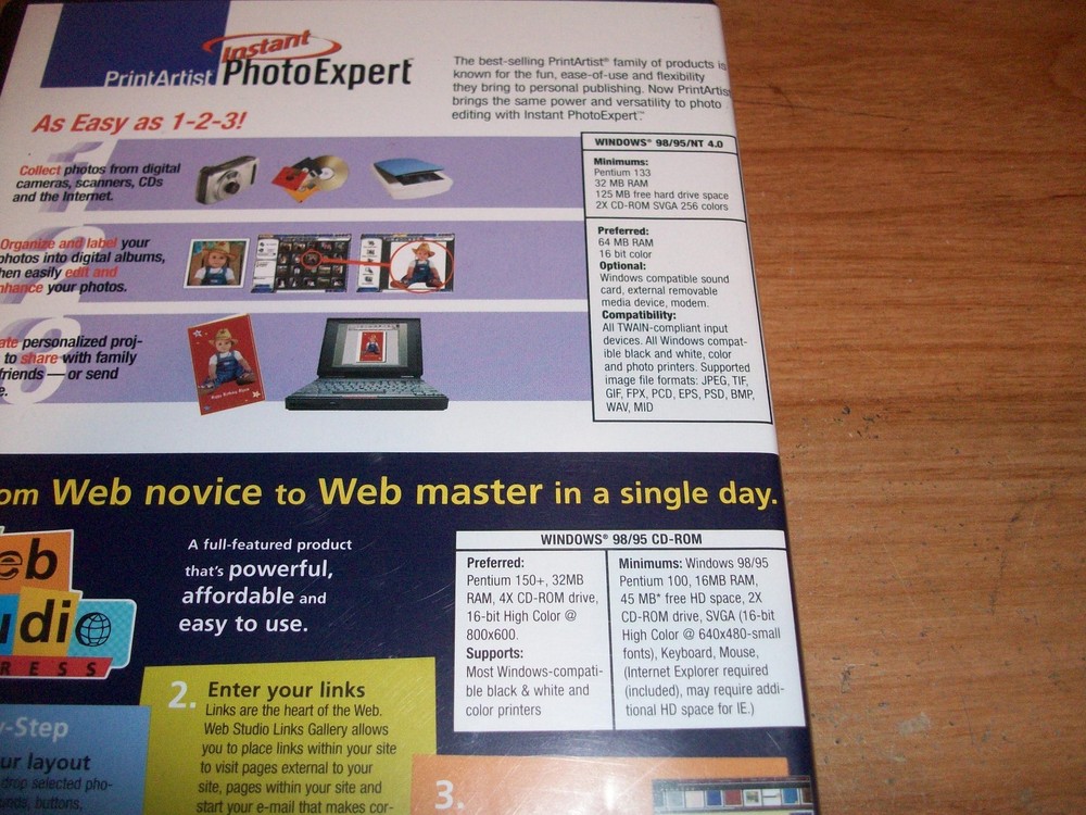 Photo Expert & Web Studio Express Home & Office CD ROM Software WIN 95 98 NT 4