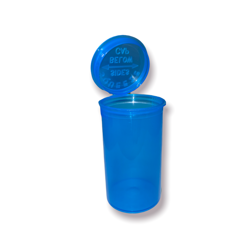 100 Pack - 13 Dram Containers - Empty Pill Bottles attached Pop Top Caps, USA MF