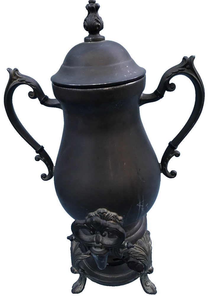 Antique Silver Plated Russian Coffee / Tea Samovar Urn w/ burner