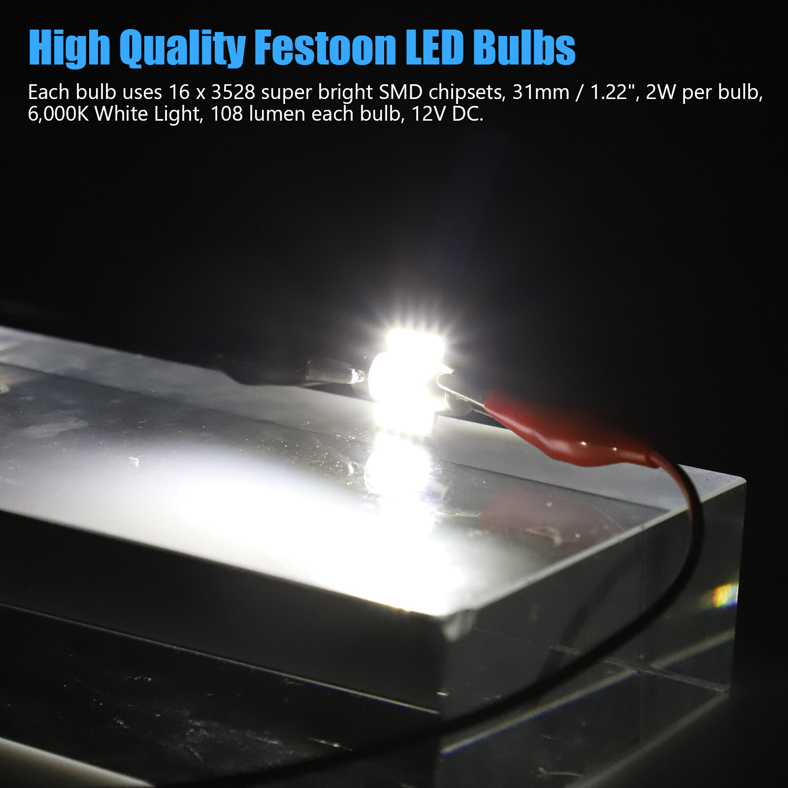 20Pcs 31MM Festoon DE3175 LED Map/Dome Interior Light Bulbs 6000K White CANBUS