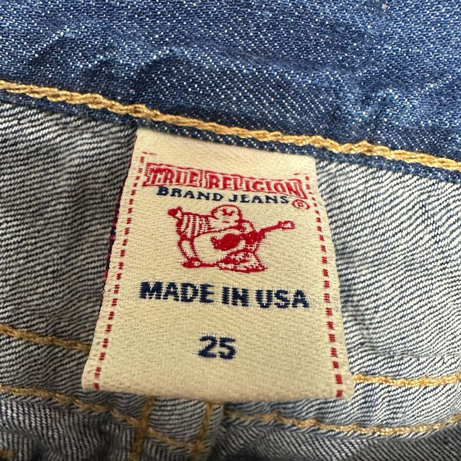 VTG True Religion Size 25 Brianna Baja Boyfriend Button-Fly Serape Patched Jeans