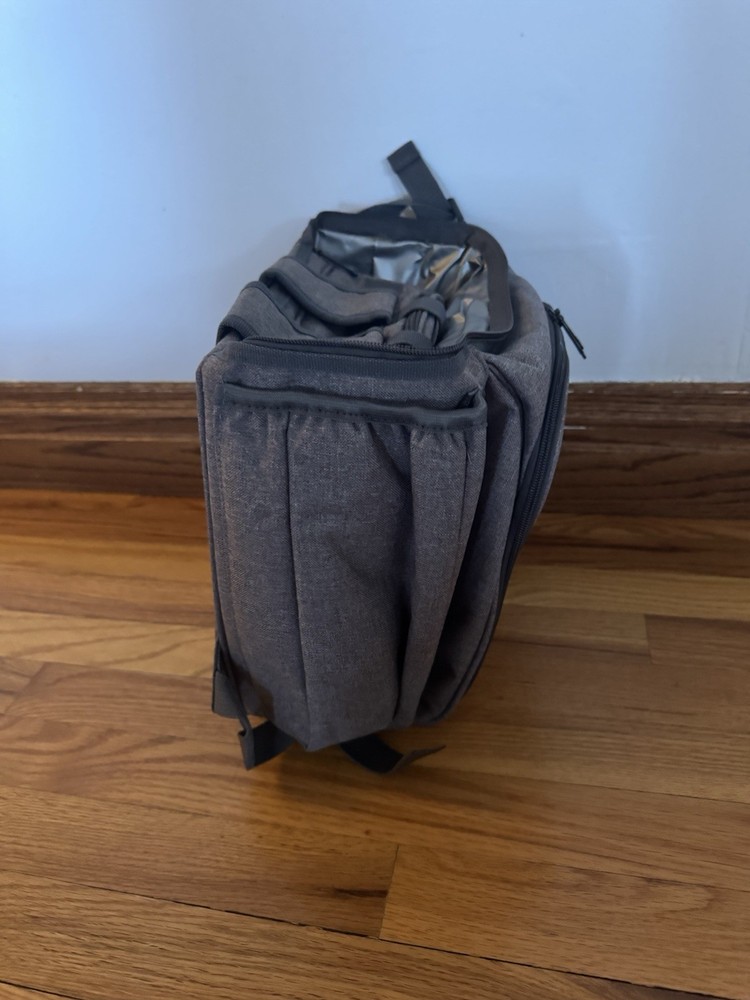 Insulated Gray Picnic Backpack with Blanket, Zipper Closure, Solid Fabric