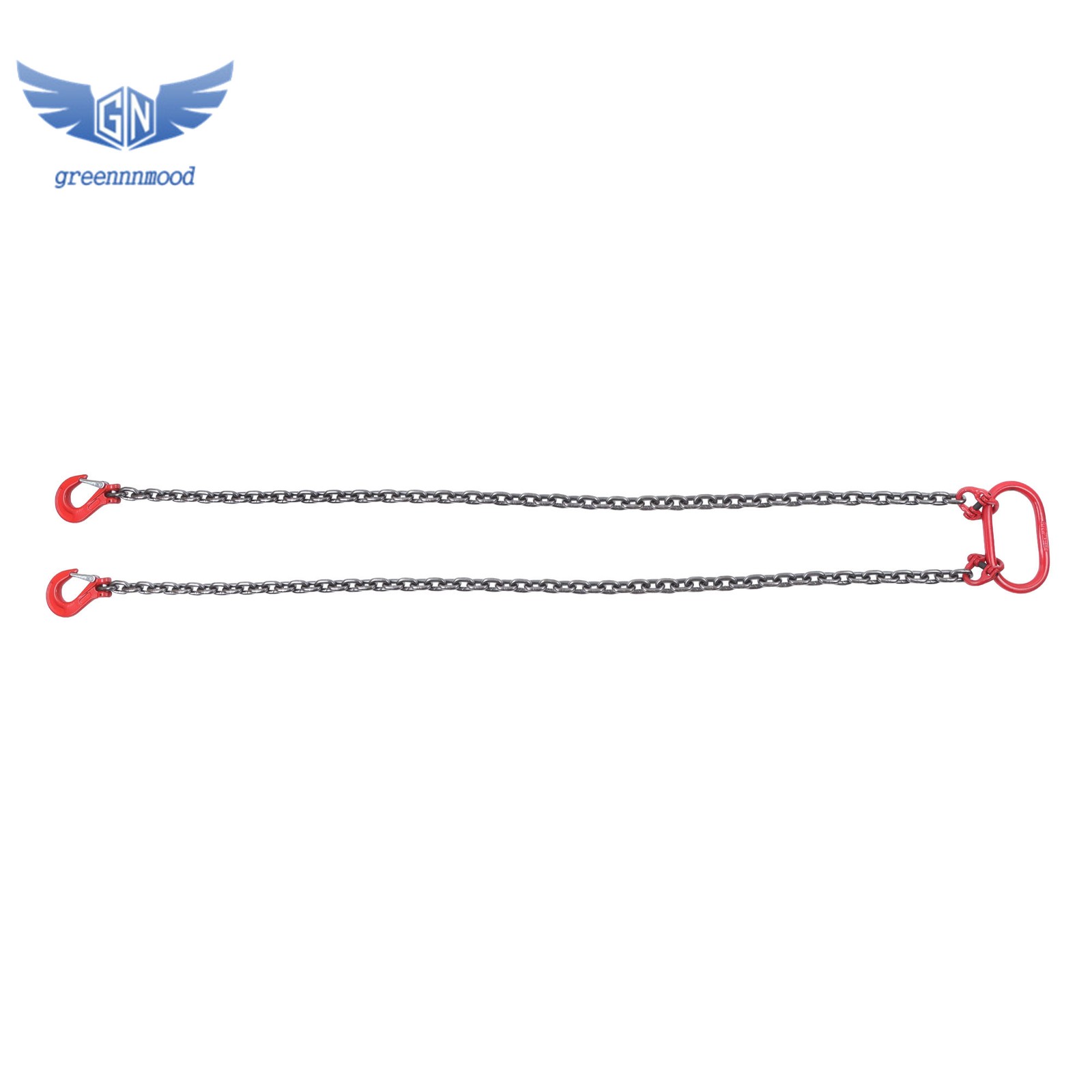 6600LBS Double Leg Chain Sling with Hooks, 5Ft 5/16" G80 Alloy Steel 2 Leg Red