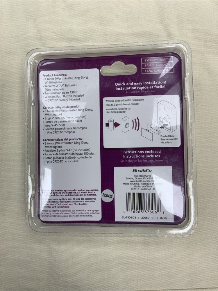 Heath Zenith White Plastic Wireless Door Chime Kit