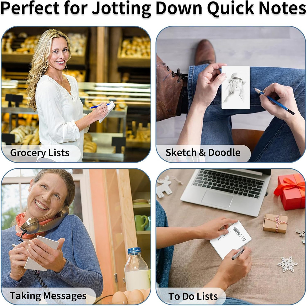 Note Pads 3X5 In, 8 Pack Blank Notepad, White Scratch Pads for Writing, 50 Sheet