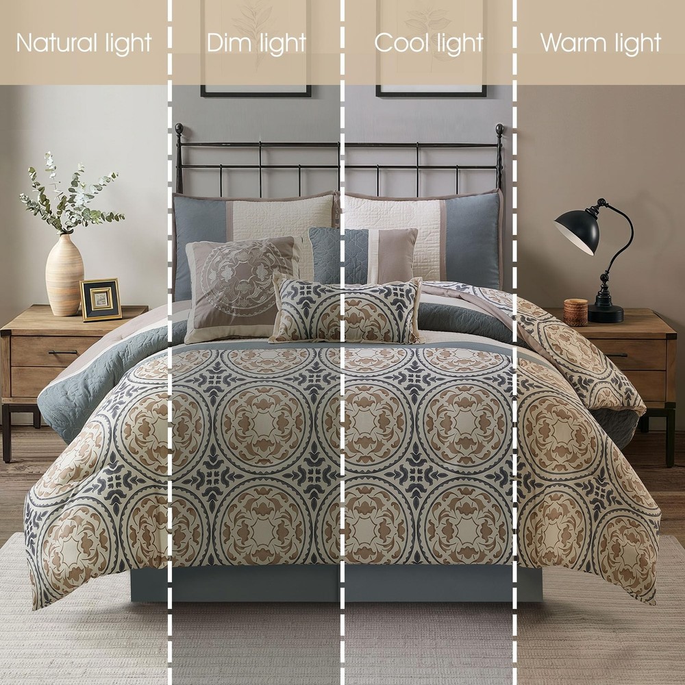 Stratford Park Multi-Color Bed Sets Queen with Comforter, 7 Piece Bedding Set...