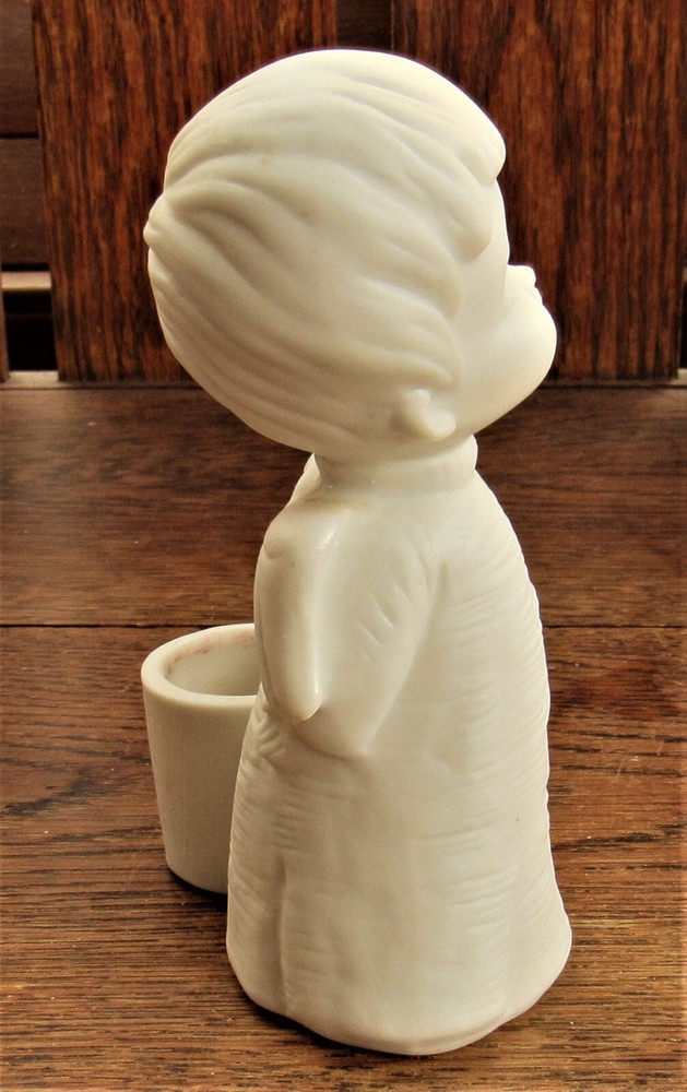 ceramic angel candlestick white 5" tall boy child