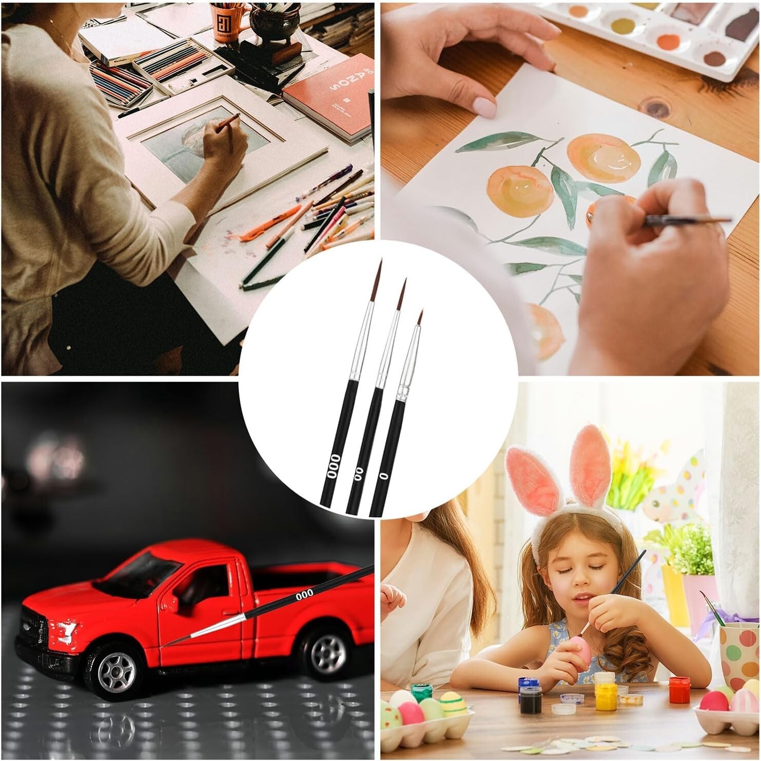 30Pcs Detail Paint Brushes, Fine Tip Paint Brush with 3 Sizes #0#00#000 Mini