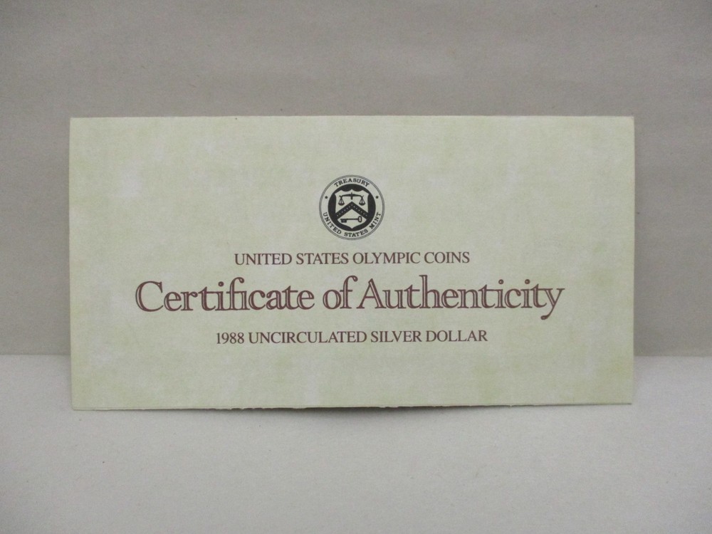 EMPTY BOX For Uncirculated 1988 US Olympic Silver Dollar Coin
