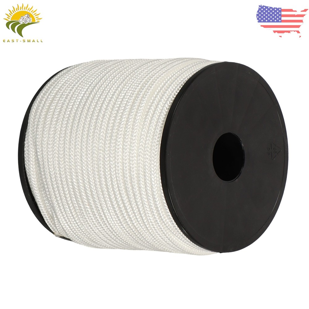 1/4" × 250' White Nylon Rope Sturdy Spool Solid Braid Rope Abrasion Resistance