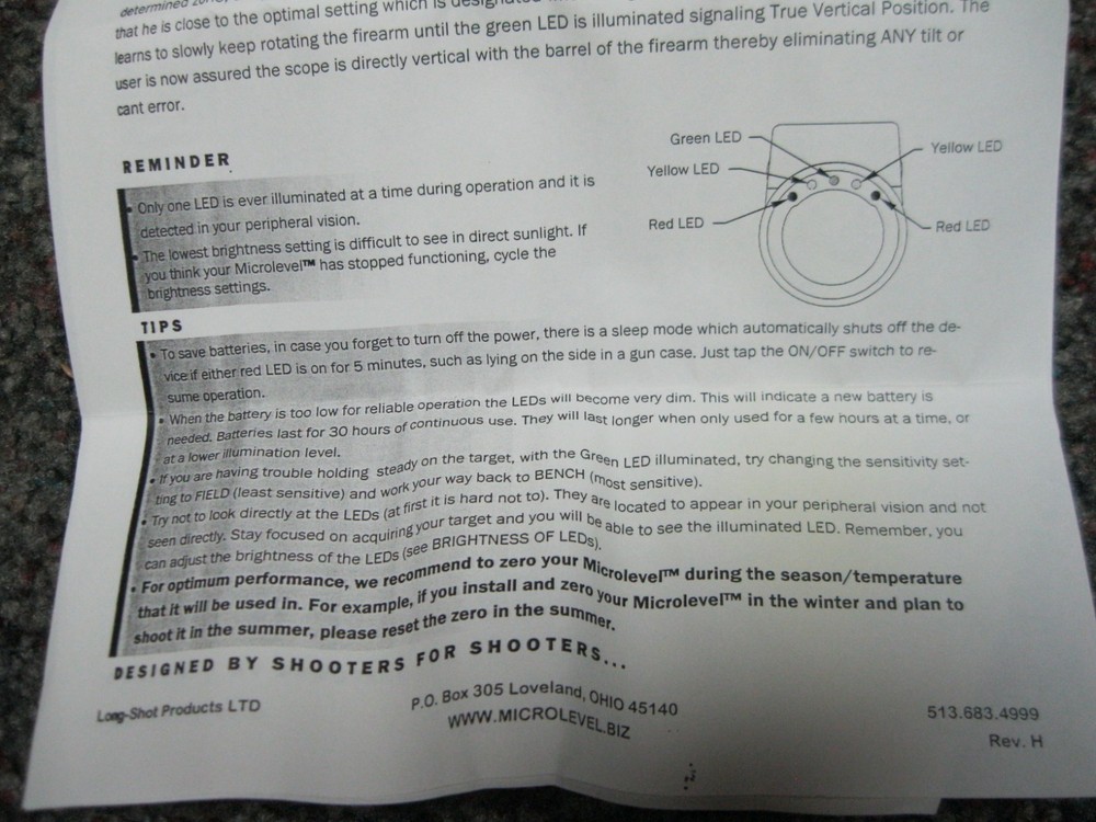 Long-Shot Products scope Microlevel. New in open box LED scope level