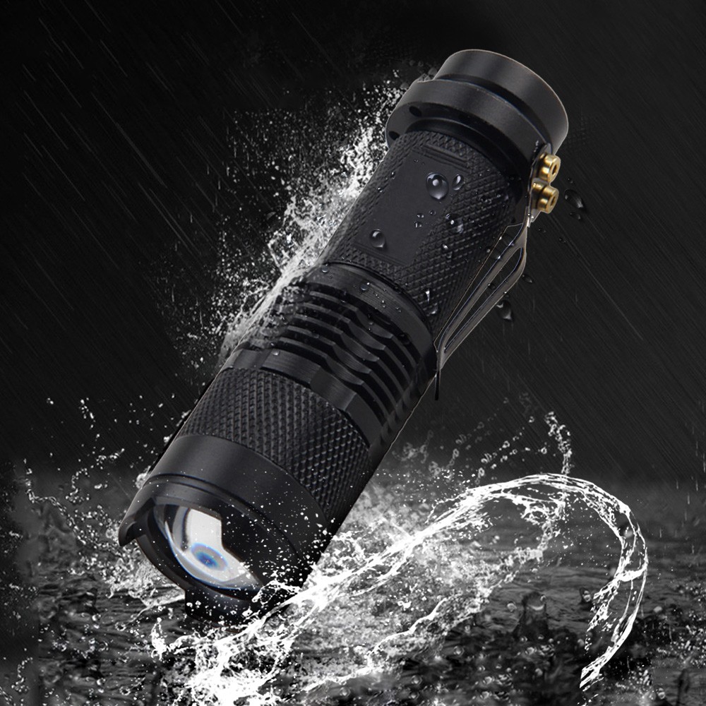2PCS 1200Lm Mini LED Super Bright Zoom Flashlight Powerful Camping Lamp Torch