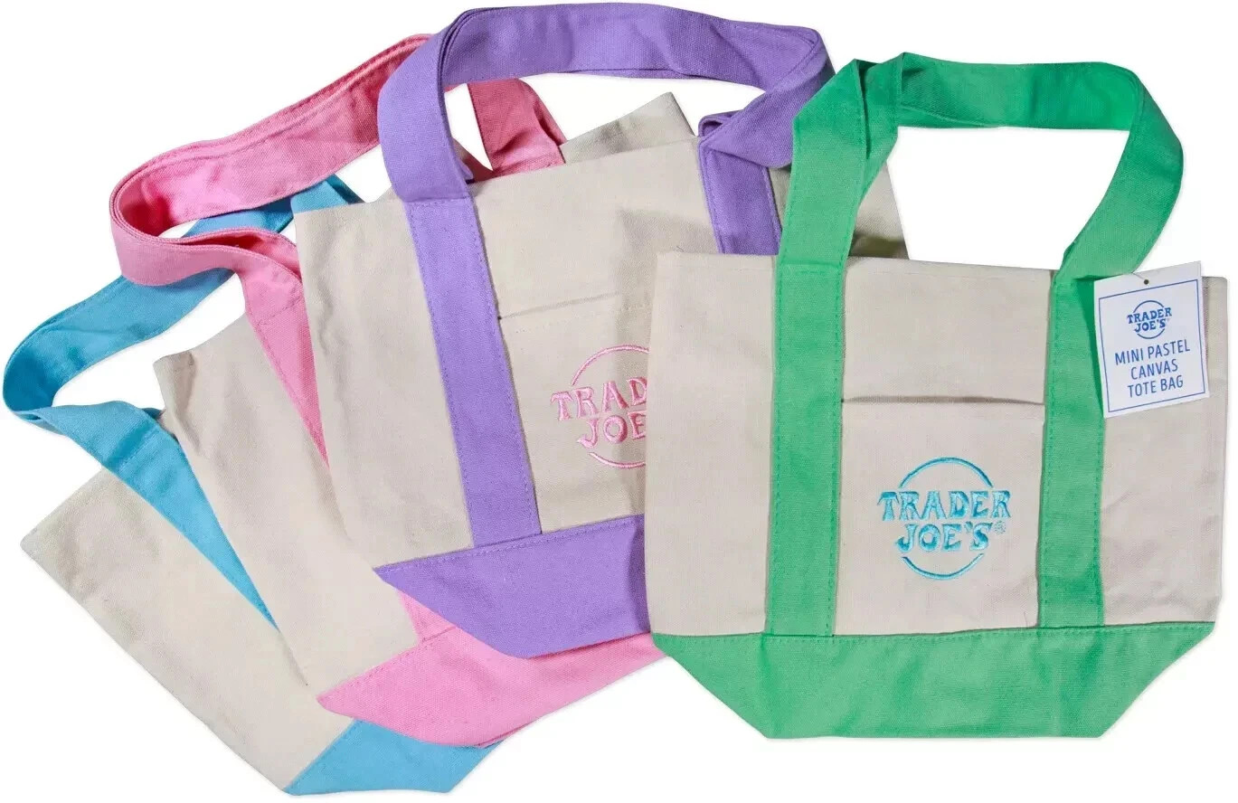 Trader Joe’s 2026 Mini Pastel Canvas Tote Bag Set Of 4 IN HAND READY TO SHIP!!!!