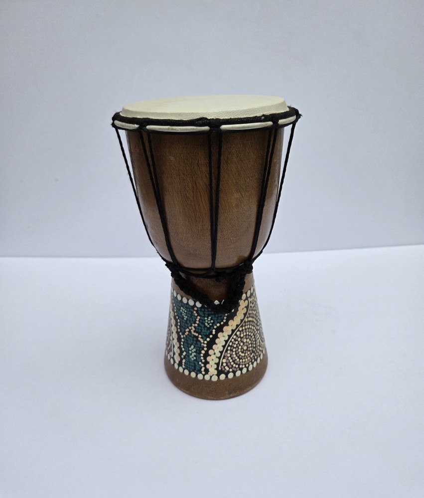 Hand-Carved Jive Djembe Drum – Solid Wood Percussion / Decor