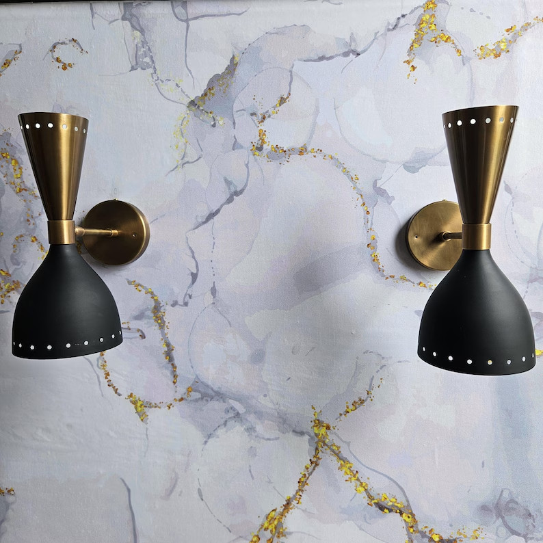 Rustic Brass Wall Sconce Light Mid century Modern Sconce Italian Wall Lamp Light