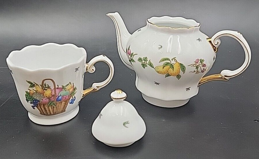 Fruit Basket Porcelain Tea For One Set - EUC