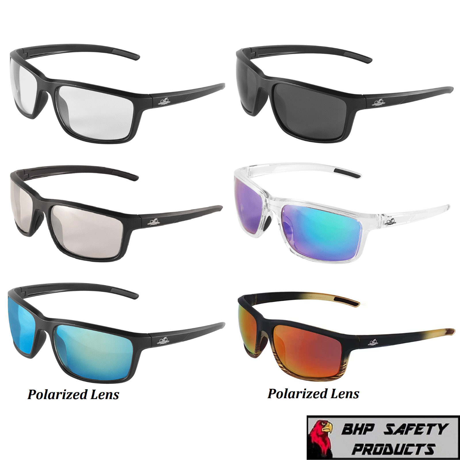 Bullhead Pompano Safety Glasses Sunglasses Multiple Lens Colors ANSI Z87+