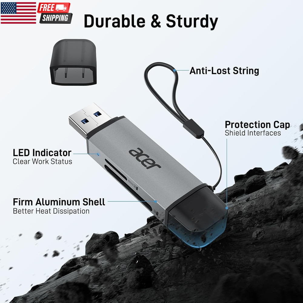SD Card Reader USB C, Dual Slots USB 3.0 Type C to Micro SD Card Adapter, Memory