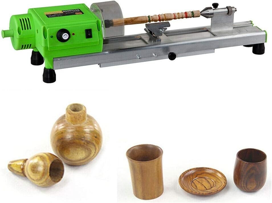 Compact Mini Wood Lathe with Variable Speed Control for DIY Woodworking