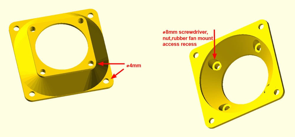 60mm to 40mm CENTERED OFFSET Fan Adapter Converter change PC Case Mod Custom