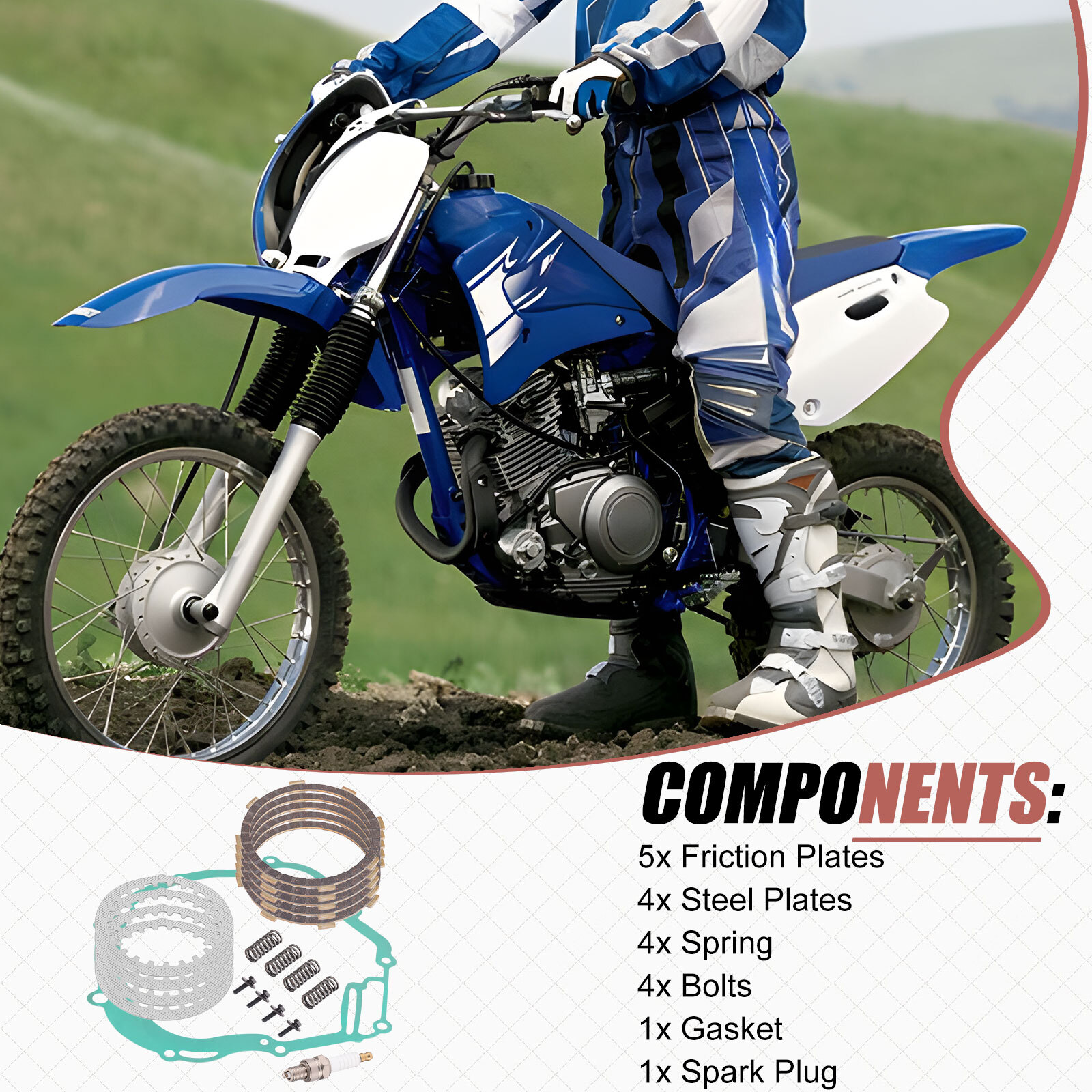 Heavy Duty Clutch Kit w/Gasket Spring for Yamaha TTR125 TTR125E TTR125L TTR125LE