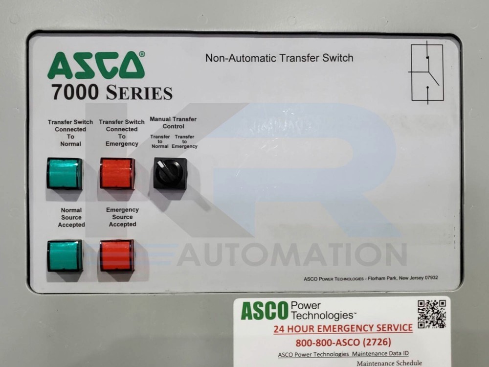 Asco 7000 Series Non-Automatic Transfer Switch 480V 3Ph 1200A Type 3R