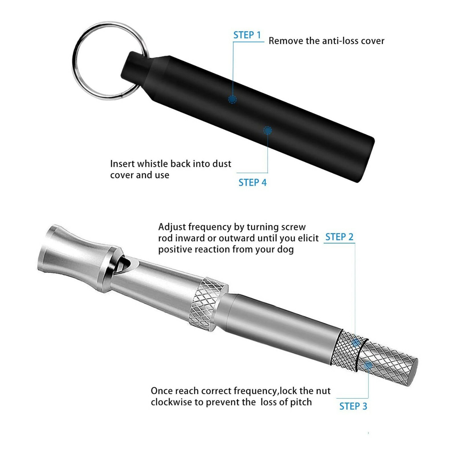 2pc Dog Training WHISTLE UltraSonic Obedience Stop Barking Pet Sound Pitch Black