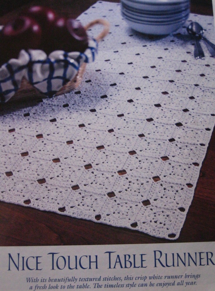 Nice touch table runner; (1251-11);  vintage  crochet  pattern