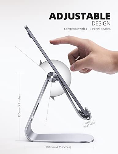 Tablet Stand, Adjustable Tablet Holder - Desktop Stand Dock Holder 1-Silver