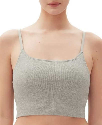 New Gap Women's Logo Comfort Cotton Rib Crop Cami Bra Gray Size L