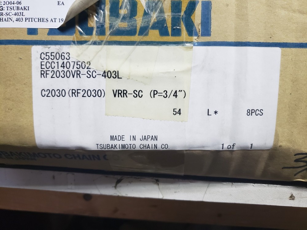 TSUBAKI RF2030VR-SC-403L (8) 41" ROLLER CHAINS, NIB