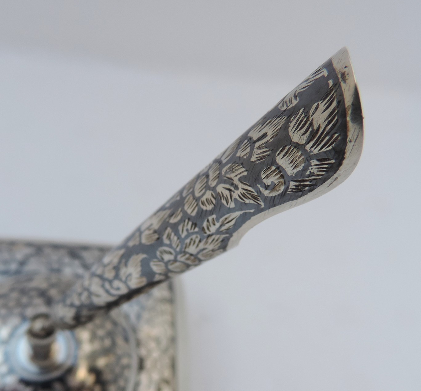 Thai Nakon Siam Sterling Silver Niello Pen Pencil Holder box Desktop Stand 205g