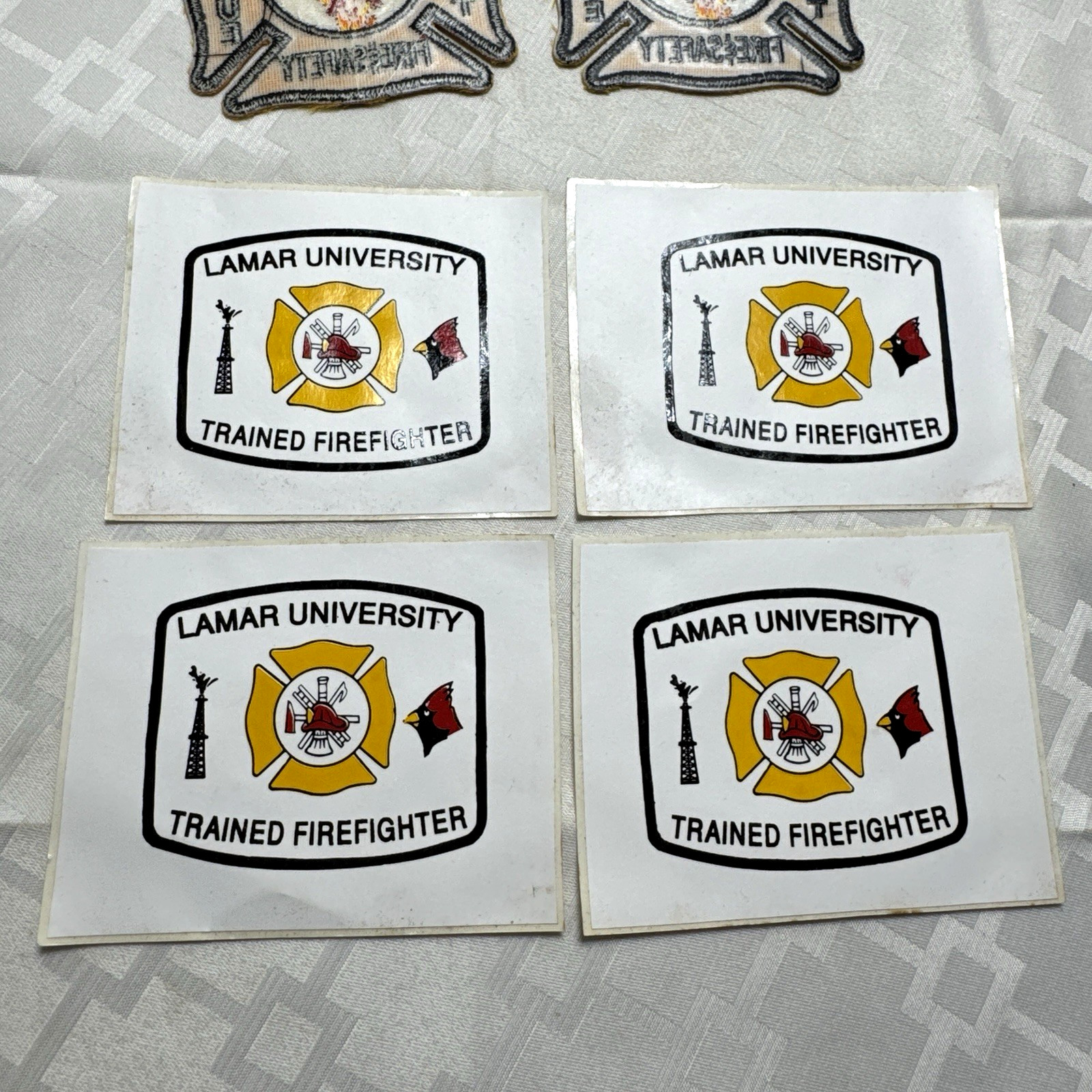 Vintage Lamar University Firefighter Embroidered Patches Stickers Fire Rescue