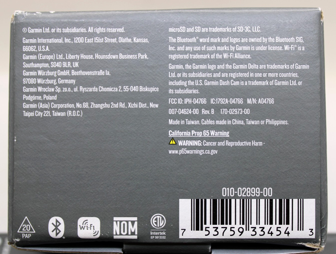 Garmin Dash Cam Mini 3 1080p Recorder 140 Degree Field of View 010-02899-00