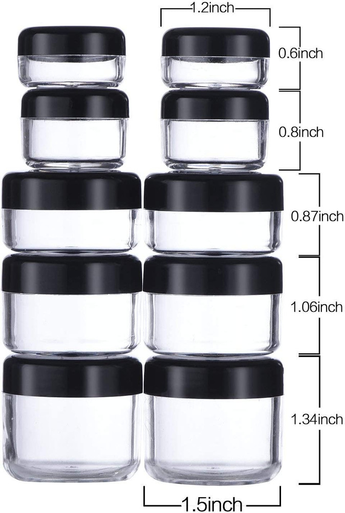 10 Pieces Empty Clear Plastic Makeup Sample Containers with 2 Pieces Mini Spatul