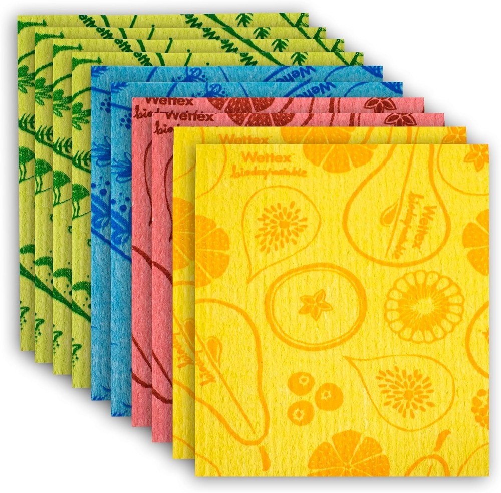 Ultimate 10 Pack Swedish Dishcloths: 100% Cotton, Assorted & Machine Washable