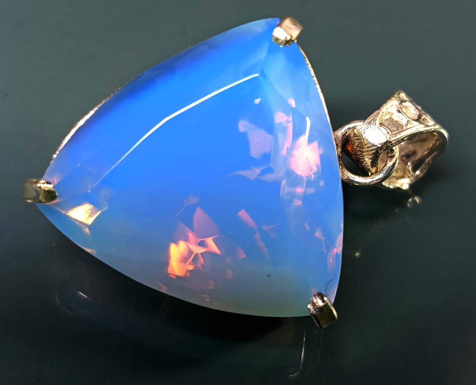 Trillion Cut Pendant 54.25 Ct Opal Blue Natural Loose Gemstone Locket Certified