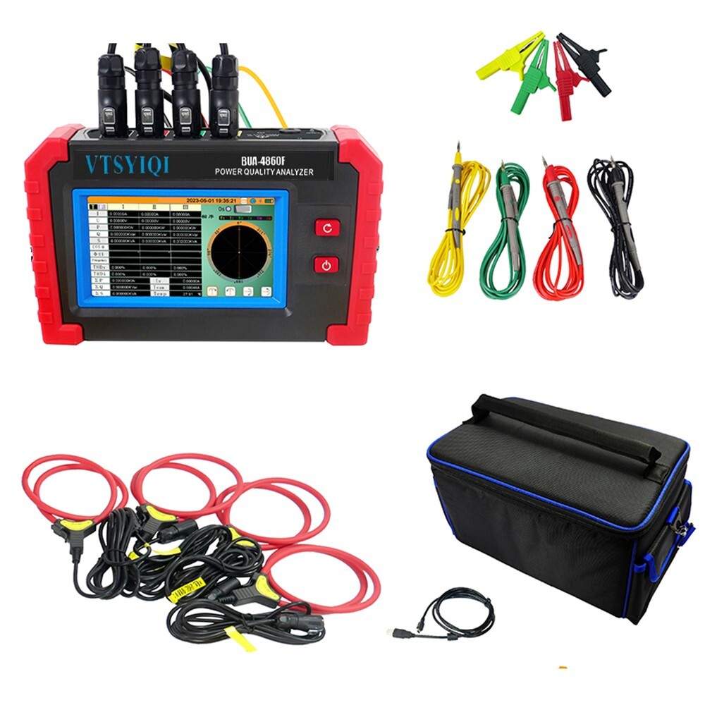 Three Phase Power Quality Analyzer with Touch Colorful Screen Clamp 10.0A~6000A