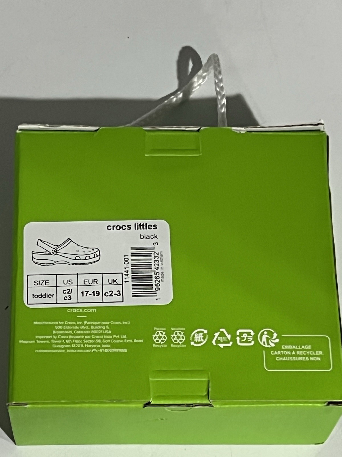 Crocs Classic Littles Clog Black 11441-001 Baby Toddler Shoes Size 2C Brand New!