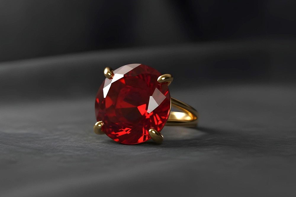 Sterling Silver Ruby Ring Handmade Round Cut Solitaire Engraved Gift