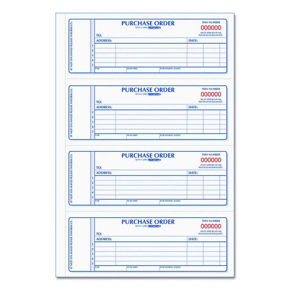 Rediform Purchase Order Book Carbonless Duplicate Forms 2.75x7 400 Sets