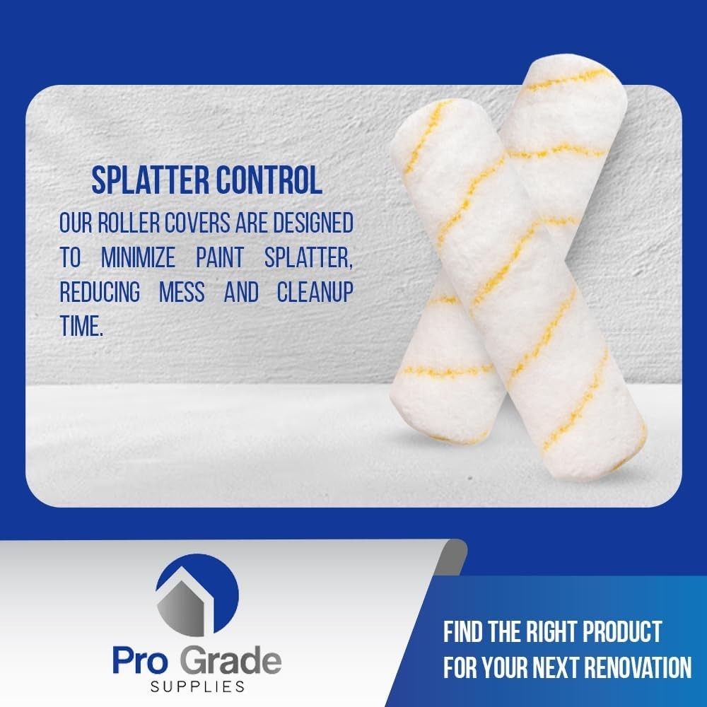 Professional 5-Pack 9" Microfiber Paint Roller Covers with 1/2" Nap - Easy Clean