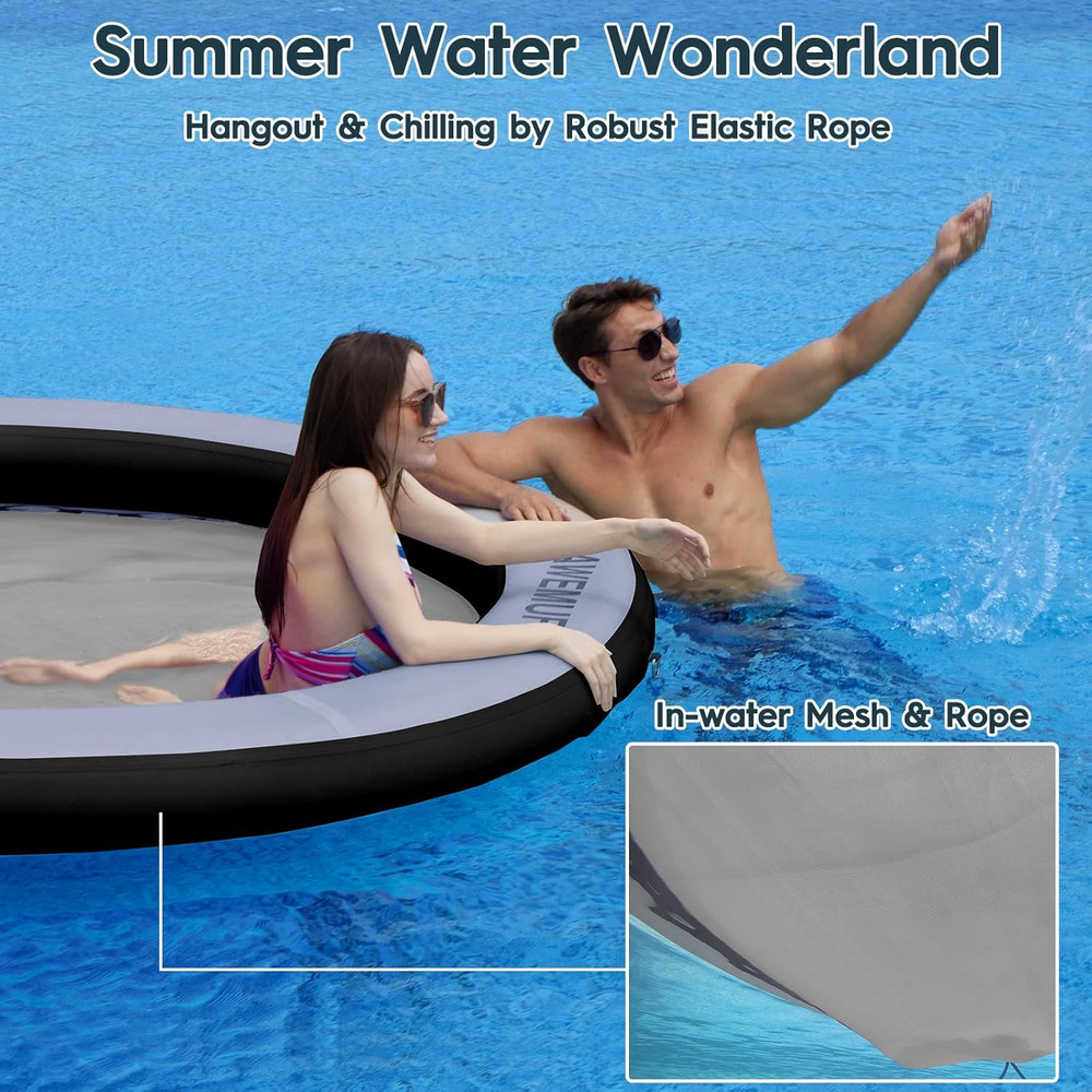 8Ft Heavy Duty Water Hammock Float Ring for Pool & Lake Summer Fun